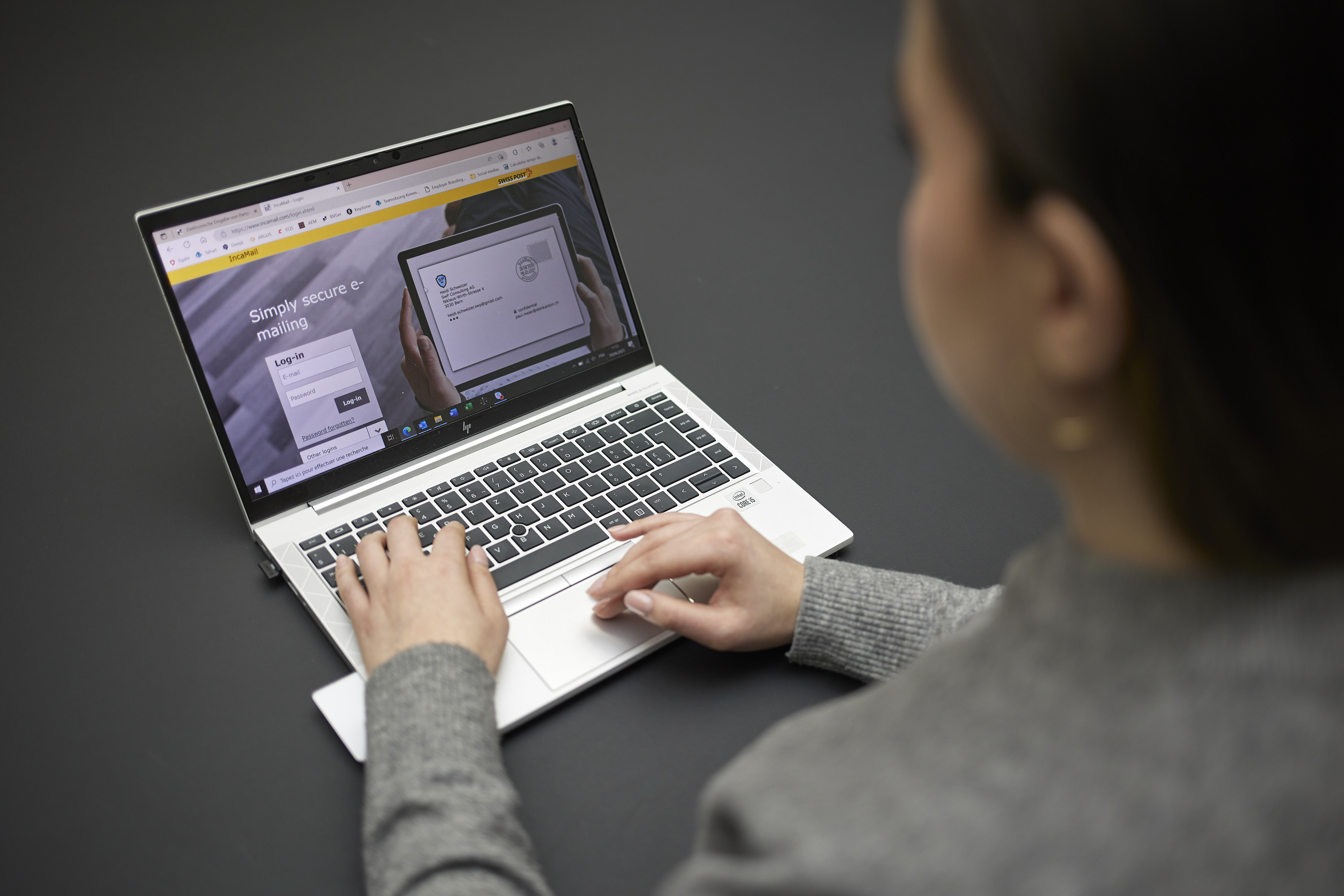 Woman working on laptop