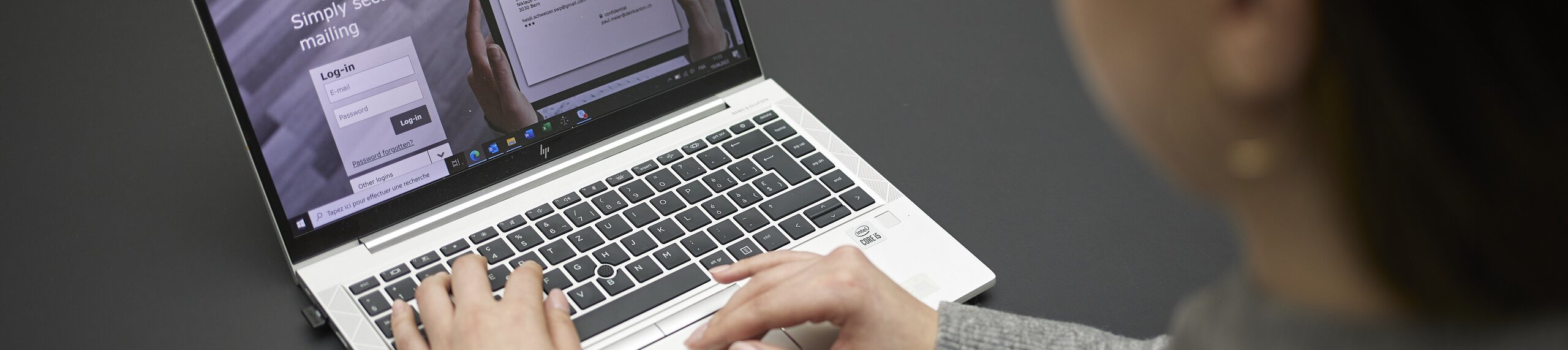 Woman working on laptop