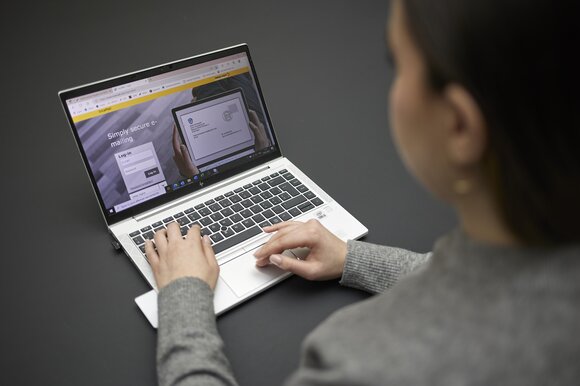 Woman working on laptop